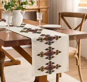 Custom Traditional Ethiopian Table Runner Printed Decoration Cotton and Linen Runner Table Mat Very Thick