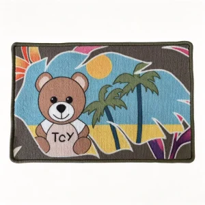 Custom Tropical Print Polyester Bath Mat Palm Tree Pattern Non Slip Absorbent Indoor Entrance Decor