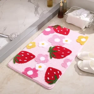 Custom Tufted Bathroom Rugs Non Slip Water Absorbent Cute Bath Rug Soft Microfiber Bath Mat