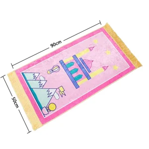 Custom Turkish Children Muslim Islamic Sejadah Prayer Rug Interactive Educational Prayer Mat for Kids