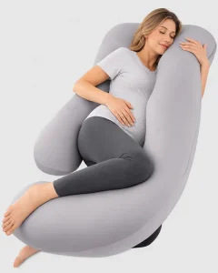 Custom U Shaped Full Body Support Maternity Pregnancy Pillow with Removable Washable Cotton Cover for Side Sleeping