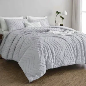 Custom Ultra Soft Comforter Set Bedding 3pcs Multiple Sizes High Quality Warm Tufted Polyester Filling Comforter Gray