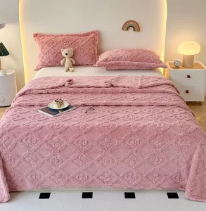 Custom Ultra Soft Luxury Sherpa Throw Fleece Blanket Jacquard Knitted 100% Polyester All Season Sofa Cover Woven Pattern