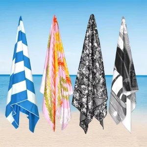 Custom Unique Design Extra Large Microfiber Towels with Custom Print Sand Free Quick Dry for Kids Adults Beach Use