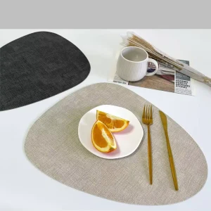 Custom Unique Teardrop Irregular Desk Pad Premium Quality Oil Resistant Dinnerware Pu Leather Reversible Place Mat For Hotel