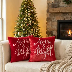 Custom Velvet Plush Throw Pillow Embroidered Cushion Cover Holiday Gift Pillows Cushions Christmas Decorations Supplies