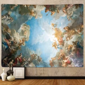 Custom Vintage Greek Mythology Angel Art Decoration Polyester Wall Hanging Tapestry