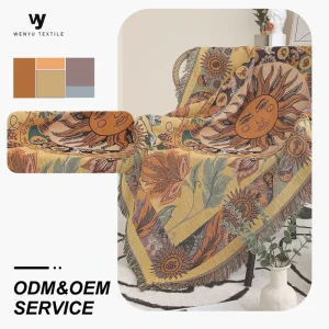 Custom Vintage Multifunctional Bedspread Sofa Bed Cover Couch Sofa Travel Jacquard Woven Throw Tapestry Blanket
