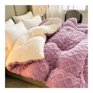 Custom Warm and Comfortable Chunky High Quality Winter Polyester Sherpa Quilt Weight Blanket Thickened Comforter