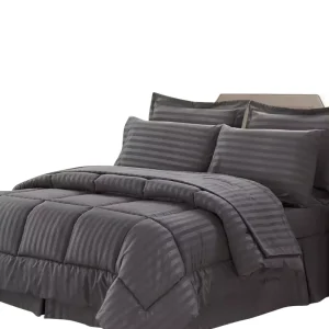Custom Warm and Comfortable Home Collection 4 Pieces Comforter Set Dobby Stripe Comforter