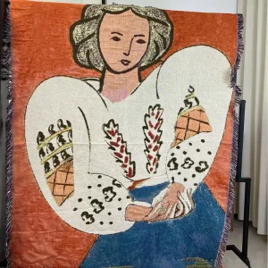 Custom Warp Tapestry Blanket Design Jacquard Woven Sofa Blanket Support Pattern Size Color Custom