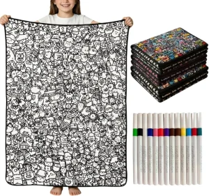 Custom Washable Drawing Doodle Wearable Blanket Craft Kit Sherpa Fleece Throw for Parent Child Activities Gifting OEM