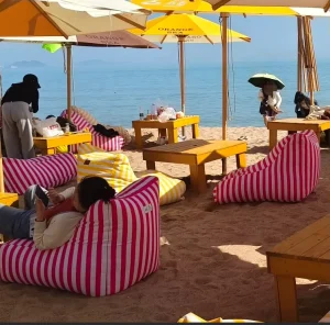 Custom Waterproof Anti UV Outdoor Cushions Floating Pool Beach Pouf Giant Unfilled Bean Bag Lounger Chair Sofa Cover