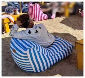 Custom Waterproof Anti UV Outdoor Cushions Floating Pool Beach Pouf Large Bean Bag Lounger Chair Sofa Cover No Filler
