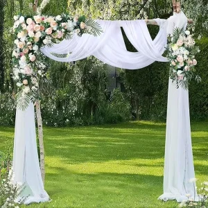 Custom Wedding Arch Draping Fabric Lightweight Elegant Sheer White Chiffon Drapes 19×28″ Backdrop for Wedding Ceremony Decor