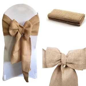 Custom Wedding Chair Sash Decorative 17cm Width 100% Natural Burlap Chair Sash