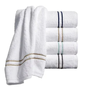 Custom White 100% Cotton Embroidery 2 Lines Logo Bath Towels for 5 Star Hotel SPA Pool