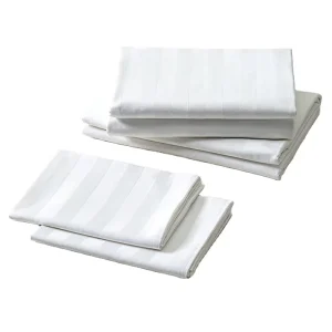 Custom White 4-Piece Bedding Sets 3CM Stripe Hotel Supplier for Hotel Bedding