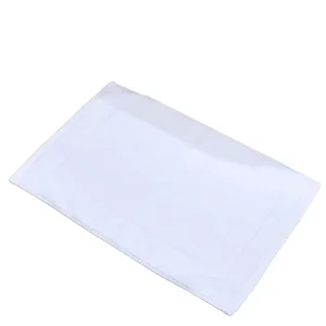 Custom White Cotton Bathroom Bath Mat Non Slip Thick Absorbent Woven Technique for Hotels