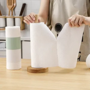 Custom White Household Spunlace Nonwoven Cleaning Cloth Rolls Disposable Kitchen Towel Rolls Embossed Cotton PP Free