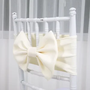 Custom White Pink Bow Chair Spandex Wedding Decoration Chair Bows for Wedding Events Banquet Chair