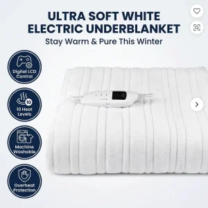 Custom White Ultra Soft Washable Precise Digital LCD Control Safety Overheat Protection Bed Electric Underblanket