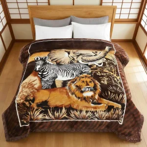 Custom Wolf Tiger Lion Eagle American Style 3D Printed Single Layer 1PLY Super Soft Fleece Raschel Blanket