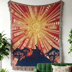 Custom Woven Blanket Luxury Home Decor Anti Slip Washable Tassel Throw