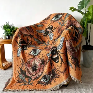 Custom Woven Blanket Soft Non Slip Washable Home Decor Throw for Couch