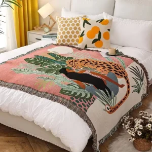 Custom Woven Blanket logo Bohemian Art Leisure Throw Blanket for Bed