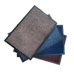 Custom Woven Entrance Door Mat Machine-Made Anti-Slip Dirt-Trapping Washable PET Friendly Stain Resistant PVC Back Outdoor Mat