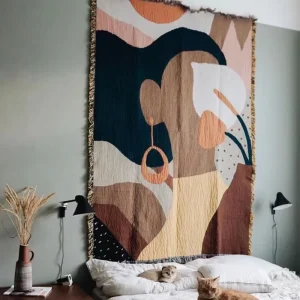 Custom Woven Jacquard Blanket Rugs Low MOQ Woven Blanket Custom Woven Tapestry