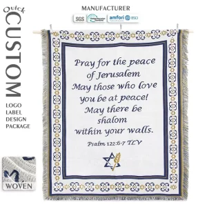 Custom Woven Jacquard Floral Plant Design Four Seasons Portable Decorative Blanket & Throw Cover
