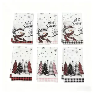 Custom Woven Microfiber Eco Friendly Quick Dry Kitchen Towel High Absorbent Plaid Christmas Pattern Home Kitchen Daily