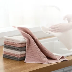 Custom Woven Quick Dry Microfiber Kitchen Cleaning Towel with Absorbent Corn Grain Design for Home Use