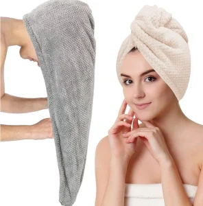 Custom Woven SPA Super Absorbent Quick Dry Microfiber Hair Drying Wrap Towel for Women