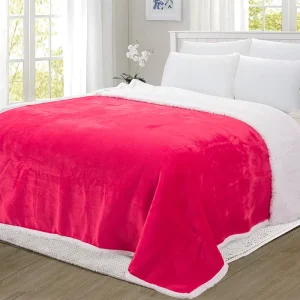 Custom Woven Solid Super Soft Fluffy Cozy Warm Comfortable Flannel Sherpa Fleece Throw Blanket for Sofa Couch Bed
