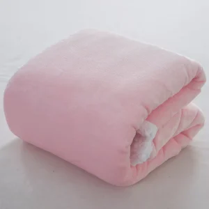 Custom Woven Solid Super Soft Fluffy Cozy Warm Pink Flannel Sherpa Fleece Throw Blanket for Sofa Couch Bed