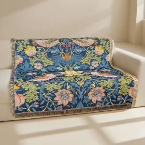 Custom Woven Tapestry Blanket Vintage Floral Plant Geometric Cartoon Patterns Low MOQ Four Seasons Throw Rug for Camping Picnics