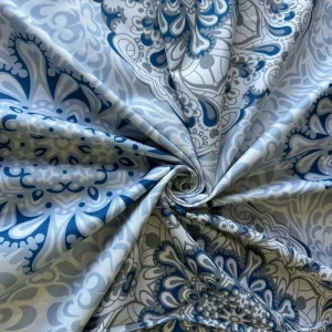 Custom Woven Twill Blue Floral Mandala Print 100% Polyester Microfiber Fabric OEKO-TEX Certified Waterproof Home Bedding Raw