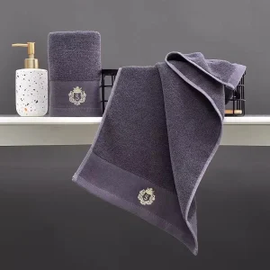 Custom logo 5 Star Hotel Luxury 100% Cotton Grey Blue Hand Face Bath Towel Set Soft High Absorbency Washcloth for Spa Hotel Home