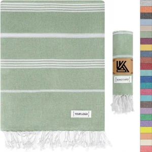Custom logo Design Personalized Super Absorbent Lightweight Sand Free Oversized Cotton Turkish Beach Towel with Tassels
