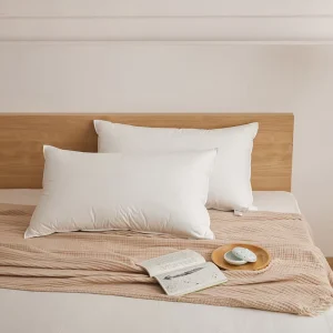Custom logo Face Down Feather Pillows Bed Neck Silk Case Covers king Queen Luxury Hotel Goose Pillows for Hotel