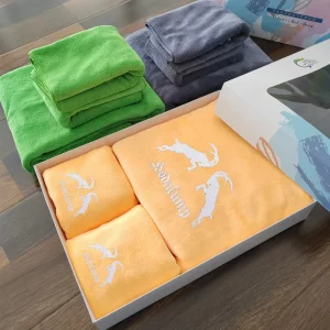 Custom logo Microfiber Sport Towel Set with Exquisite Box Gift Towel Set