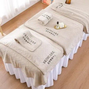 Custom logo Soft Absorbent Pink White Grey Microfiber Towels for Spa Beauty Care Center