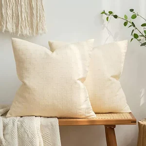 Custom made square Minimalist Geometric Solid color Polyester Sofa bed Throw Pillow Cover Woven Texture Cushion Cover