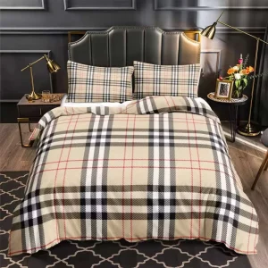 Customised Classic Plaid Design 3D Digital Printed Luxury Bedding Bed Sheet Pillow Cases Duvet Cover Set