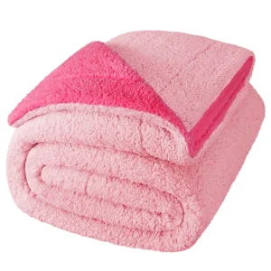 Customised Quality Thicken Double Layer 230GSM Sherpa Fleece Flannel Bed Blanket for Winter Super Soft Warm Nap Throw
