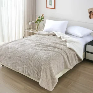 Customizable 100% Polyester Flannel Fleece Recycled Raschel Blanket Solid or Striped Pattern Woven Technique Use for Airplane