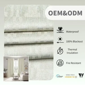 Customizable 100% Polyester Woven Jacquard Fabric Blackout Curtains Flocking Waterproof Curtain Fabric Roll